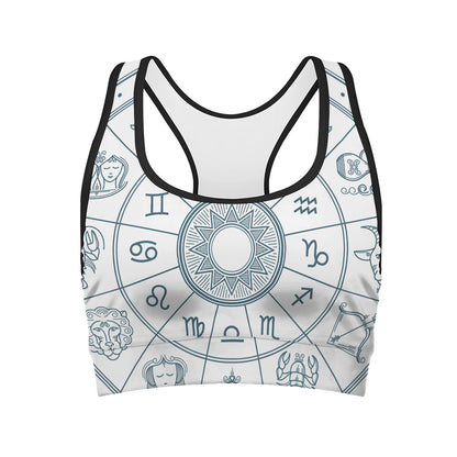 Zodiac Astrology Signs Print Women's Sports Bra