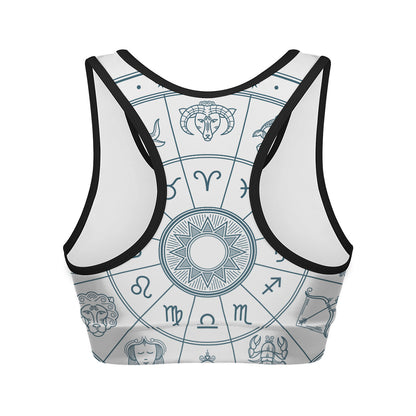 Zodiac Astrology Signs Print Women's Sports Bra