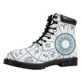Zodiac Astrology Signs Print Padded Collar Lace Up Boots