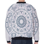 Zodiac Astrology Signs Print Zip Sleeve Bomber Jacket