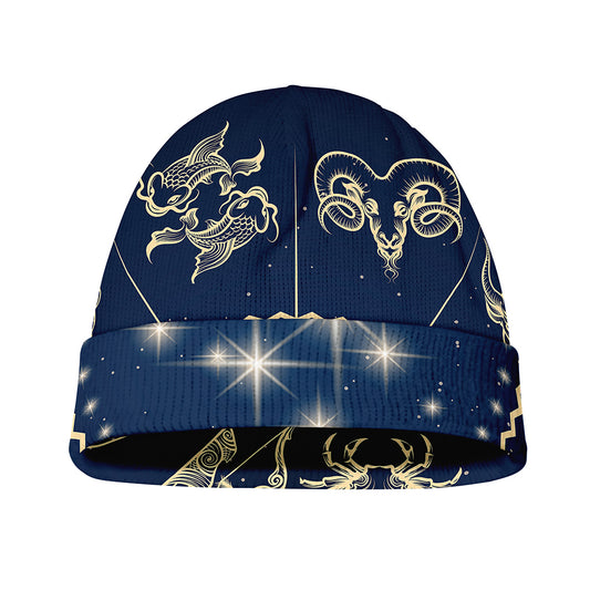 Zodiac Astrology Symbols Print Beanie