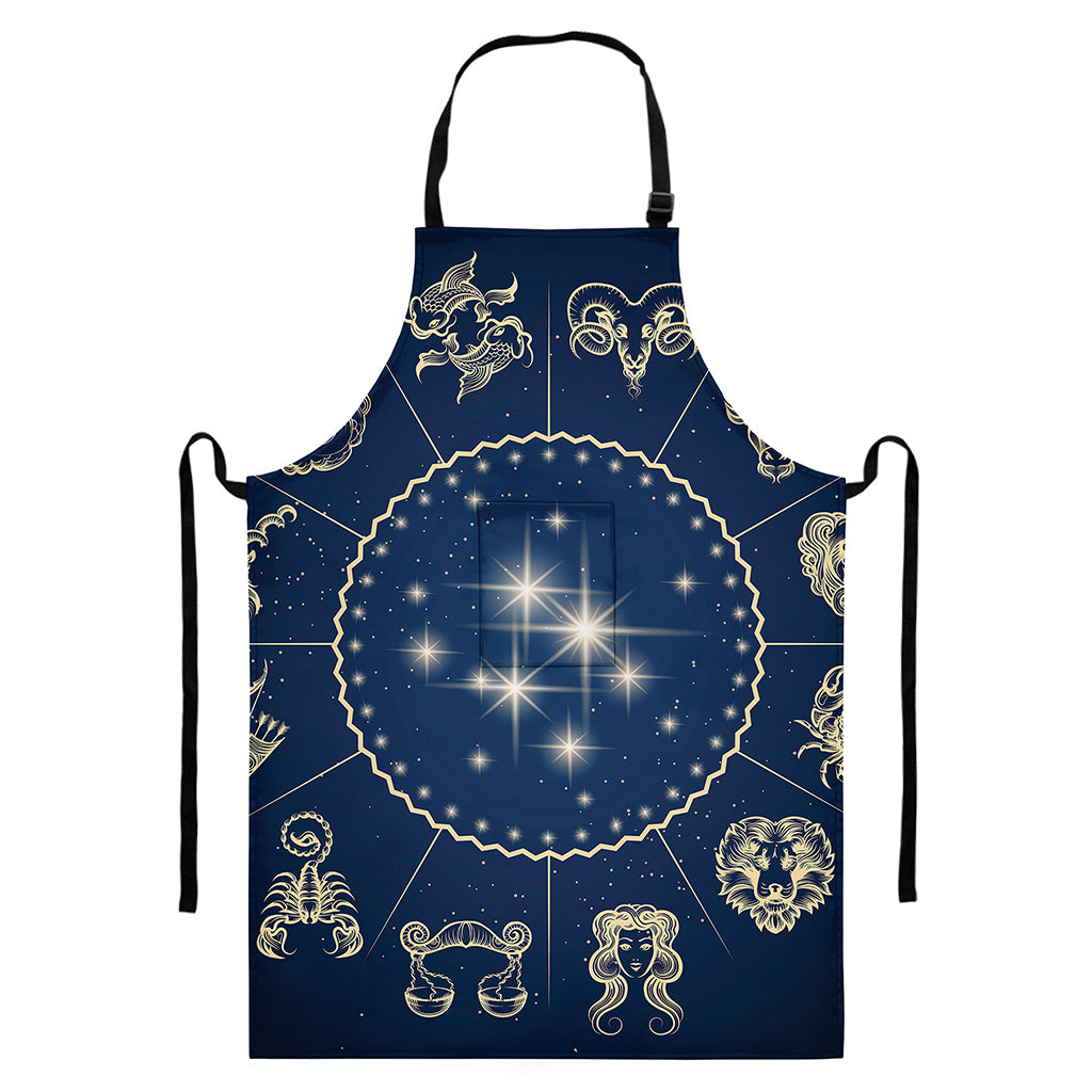 Zodiac Astrology Symbols Print Bib Apron With Pocket