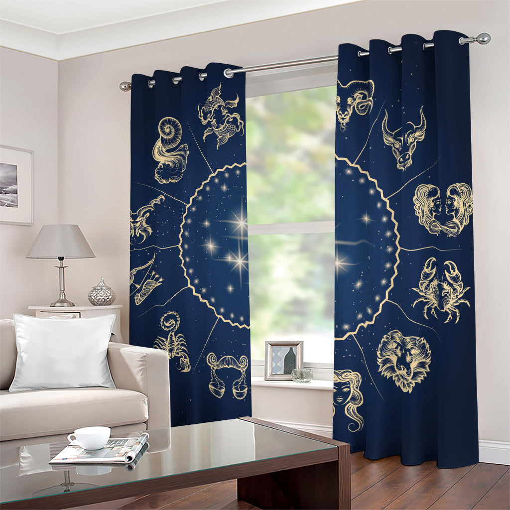 Zodiac Astrology Symbols Print Blackout Grommet Curtains