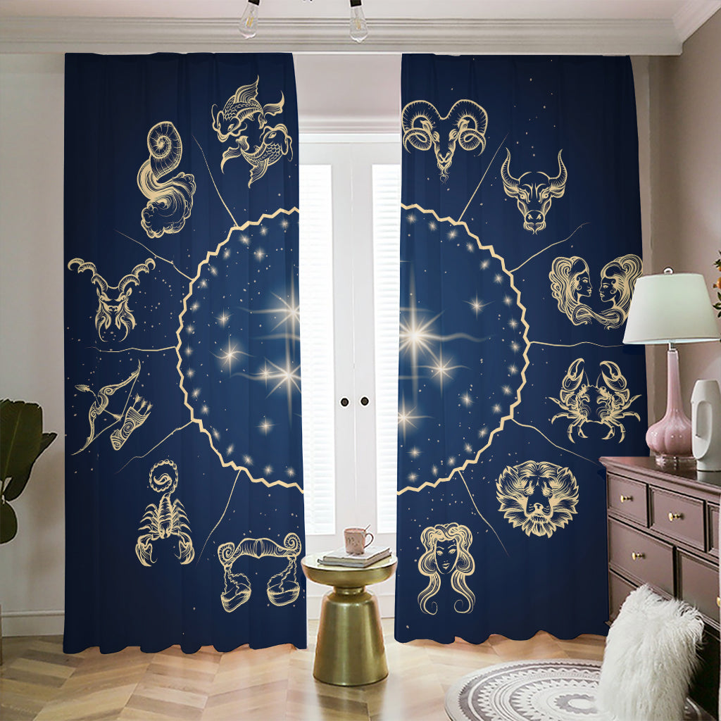 Zodiac Astrology Symbols Print Blackout Pencil Pleat Curtains