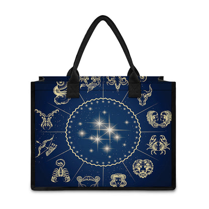 Zodiac Astrology Symbols Print Canvas Tote Bag