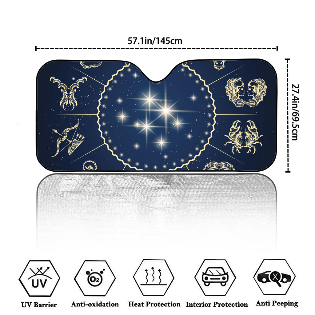 Zodiac Astrology Symbols Print Car Windshield Sun Shade