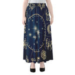 Zodiac Astrology Symbols Print Chiffon Maxi Skirt