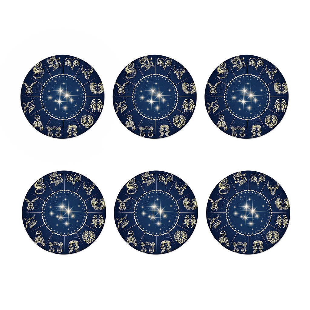 Zodiac Astrology Symbols Print Coaster Set