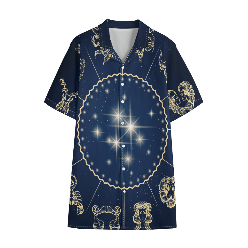 Zodiac Astrology Symbols Print Cotton Hawaiian Shirt
