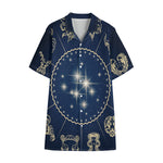 Zodiac Astrology Symbols Print Cotton Hawaiian Shirt