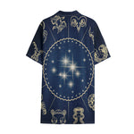 Zodiac Astrology Symbols Print Cotton Hawaiian Shirt