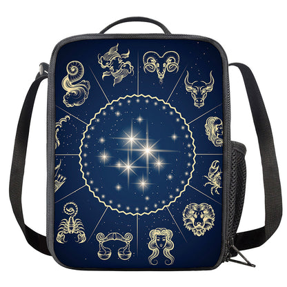Zodiac Astrology Symbols Print Crossbody Lunch Bag