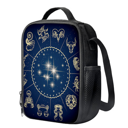 Zodiac Astrology Symbols Print Crossbody Lunch Bag