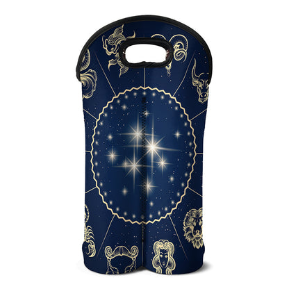 Zodiac Astrology Symbols Print Double Neoprene Wine Tote