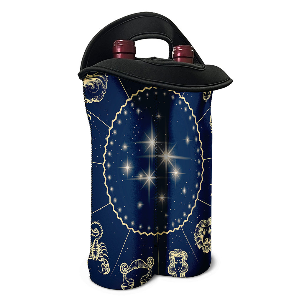 Zodiac Astrology Symbols Print Double Neoprene Wine Tote