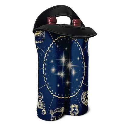 Zodiac Astrology Symbols Print Double Neoprene Wine Tote
