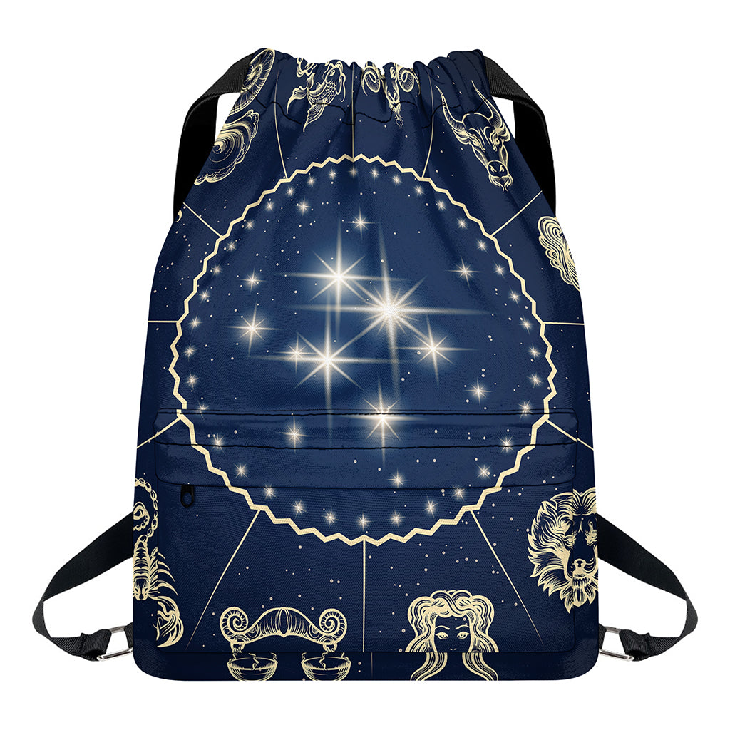 Zodiac Astrology Symbols Print Drawstring Backpack