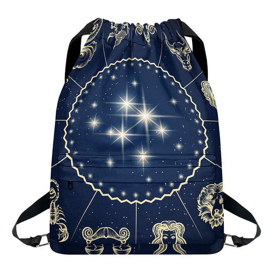 Zodiac Astrology Symbols Print Drawstring Backpack