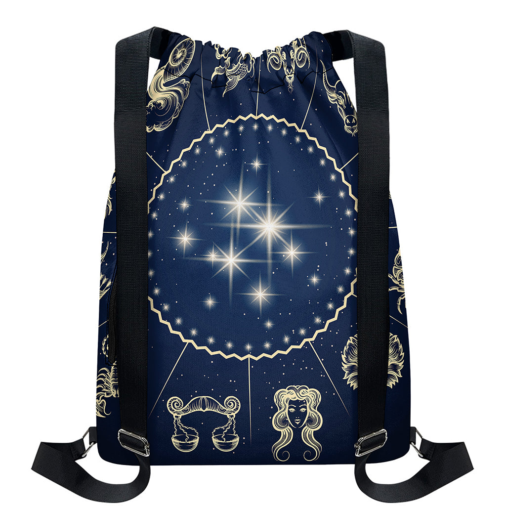 Zodiac Astrology Symbols Print Drawstring Backpack