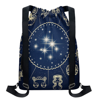 Zodiac Astrology Symbols Print Drawstring Backpack