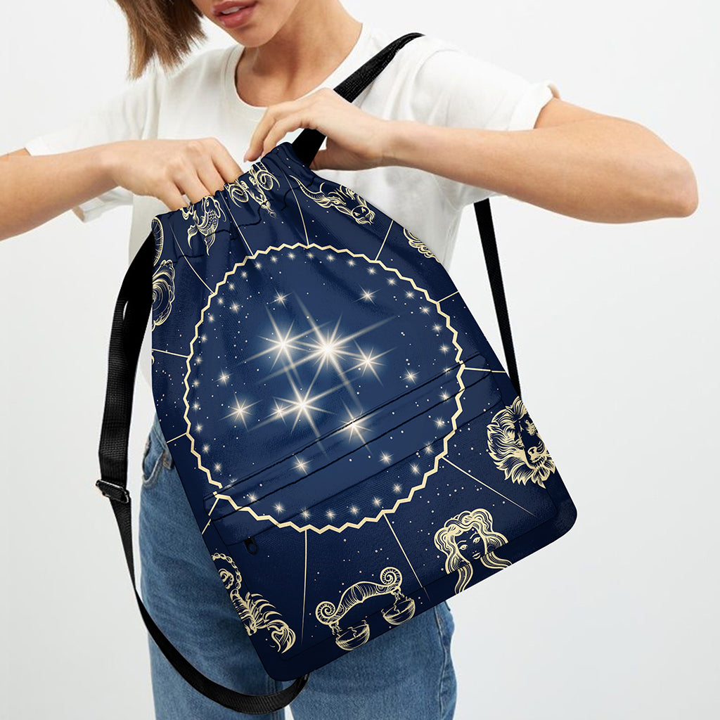 Zodiac Astrology Symbols Print Drawstring Backpack