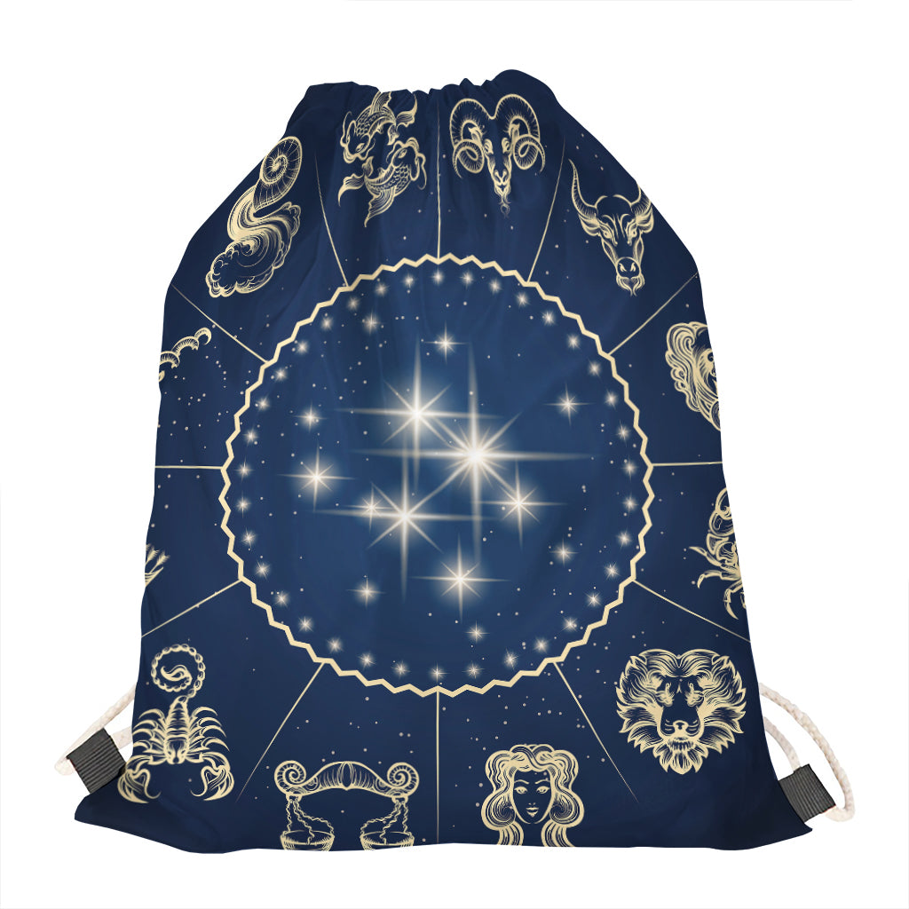 Zodiac Astrology Symbols Print Drawstring Bag
