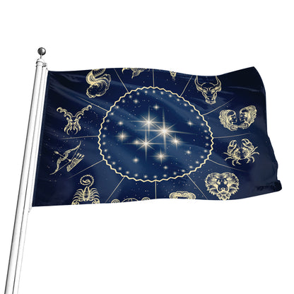 Zodiac Astrology Symbols Print Flag