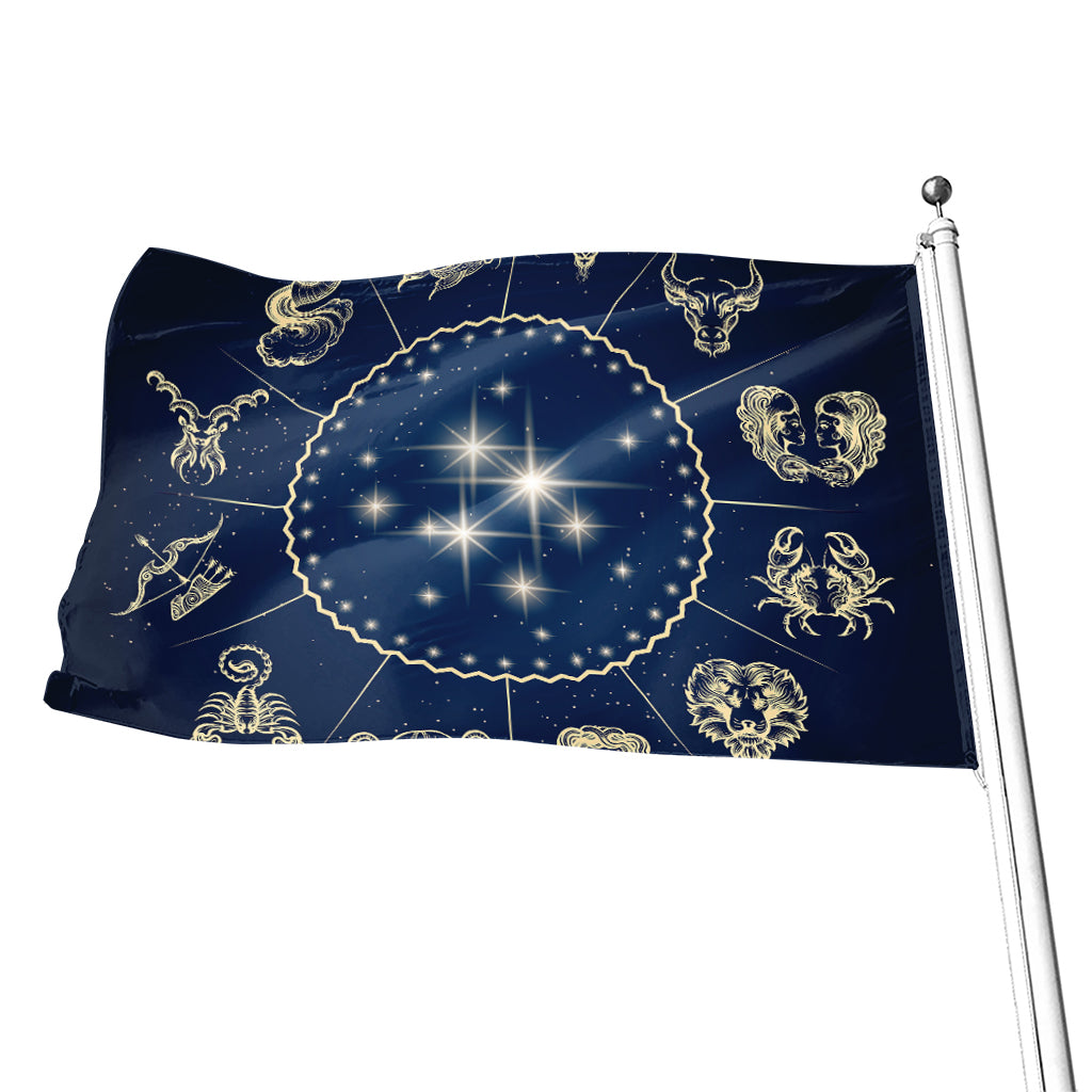 Zodiac Astrology Symbols Print Flag