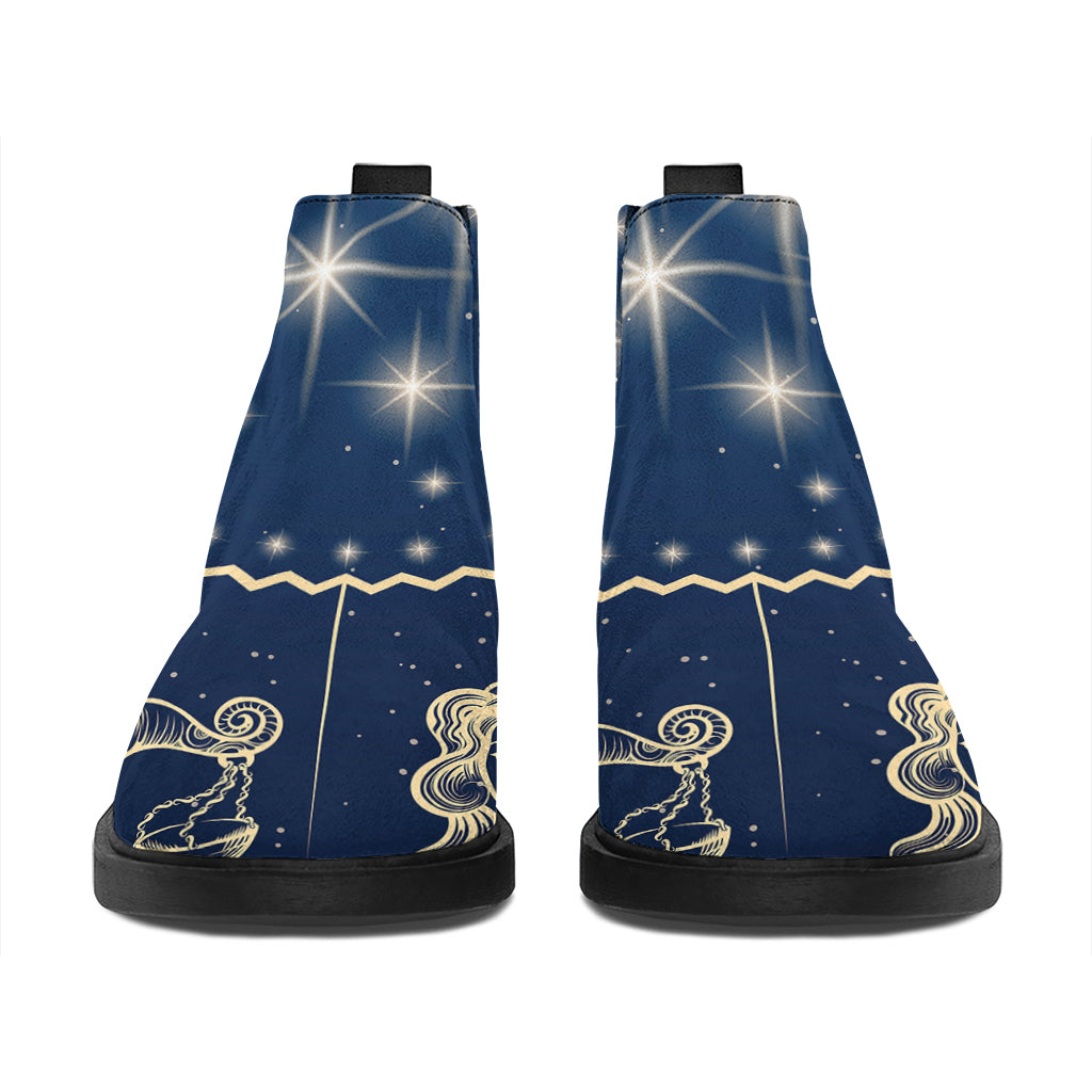 Zodiac Astrology Symbols Print Flat Ankle Boots