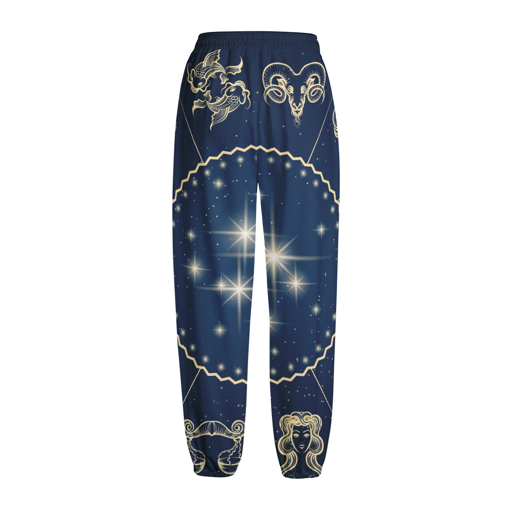 Zodiac Astrology Symbols Print Fleece Lined Knit Pants