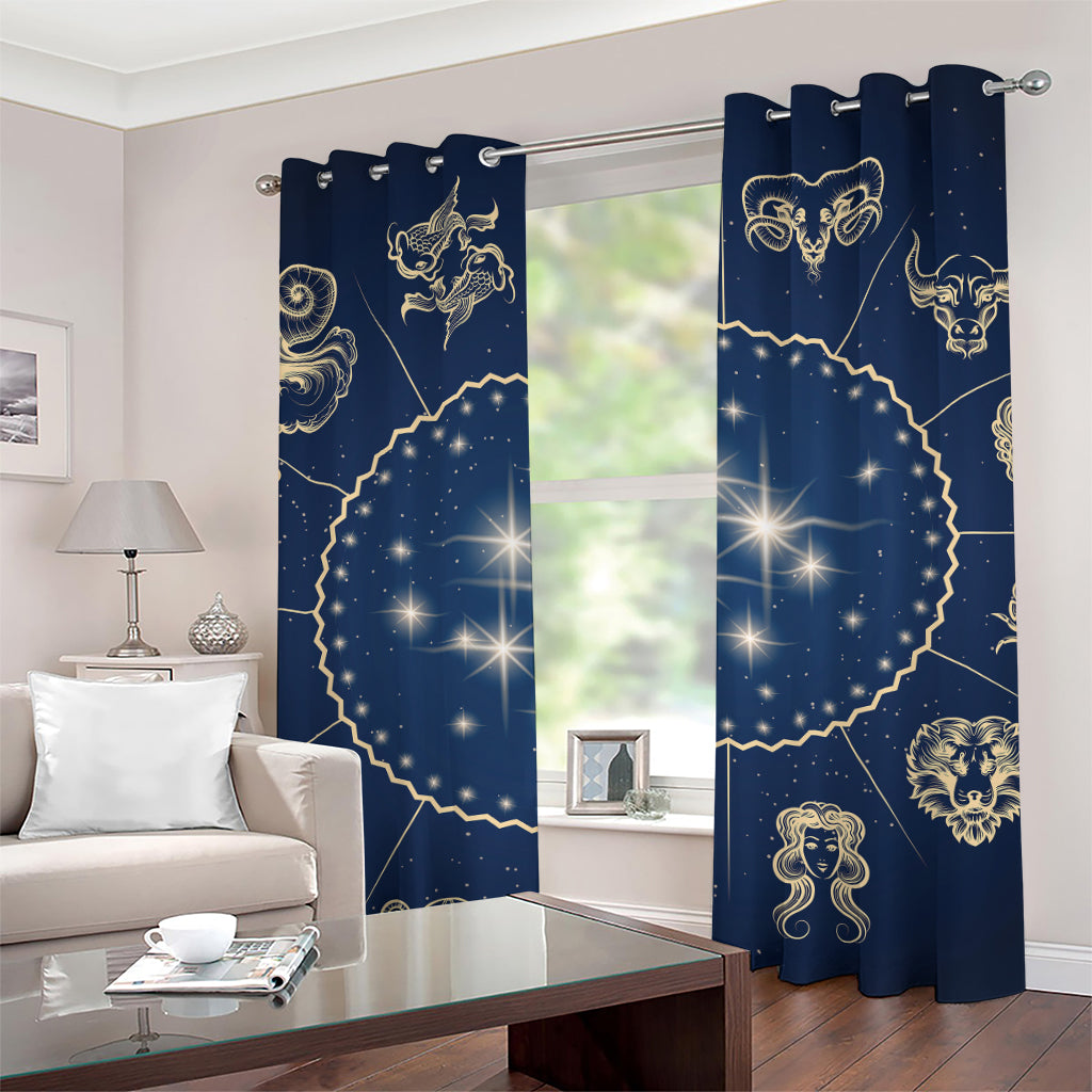 Zodiac Astrology Symbols Print Grommet Curtains