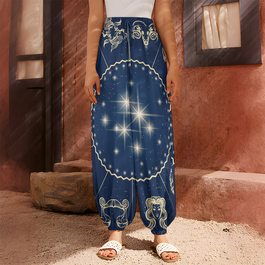Zodiac Astrology Symbols Print Harem Pants
