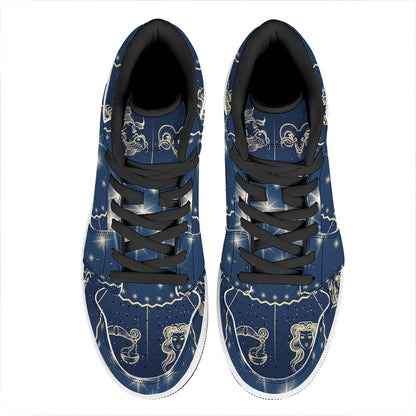 Zodiac Astrology Symbols Print High Top Leather Sneakers