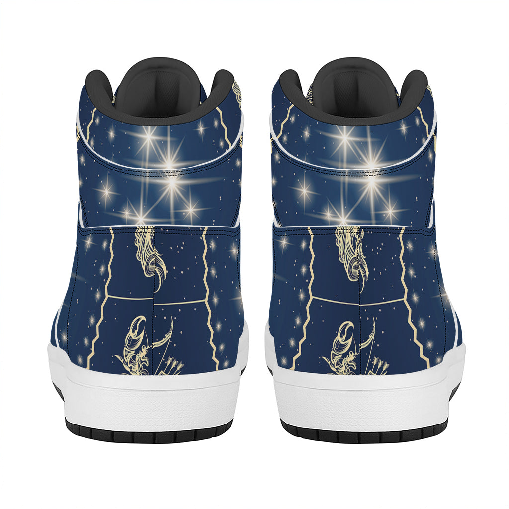 Zodiac Astrology Symbols Print High Top Leather Sneakers