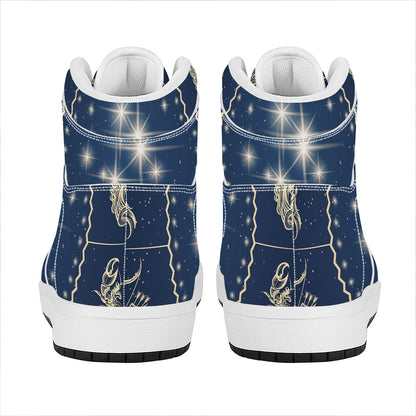 Zodiac Astrology Symbols Print High Top Leather Sneakers