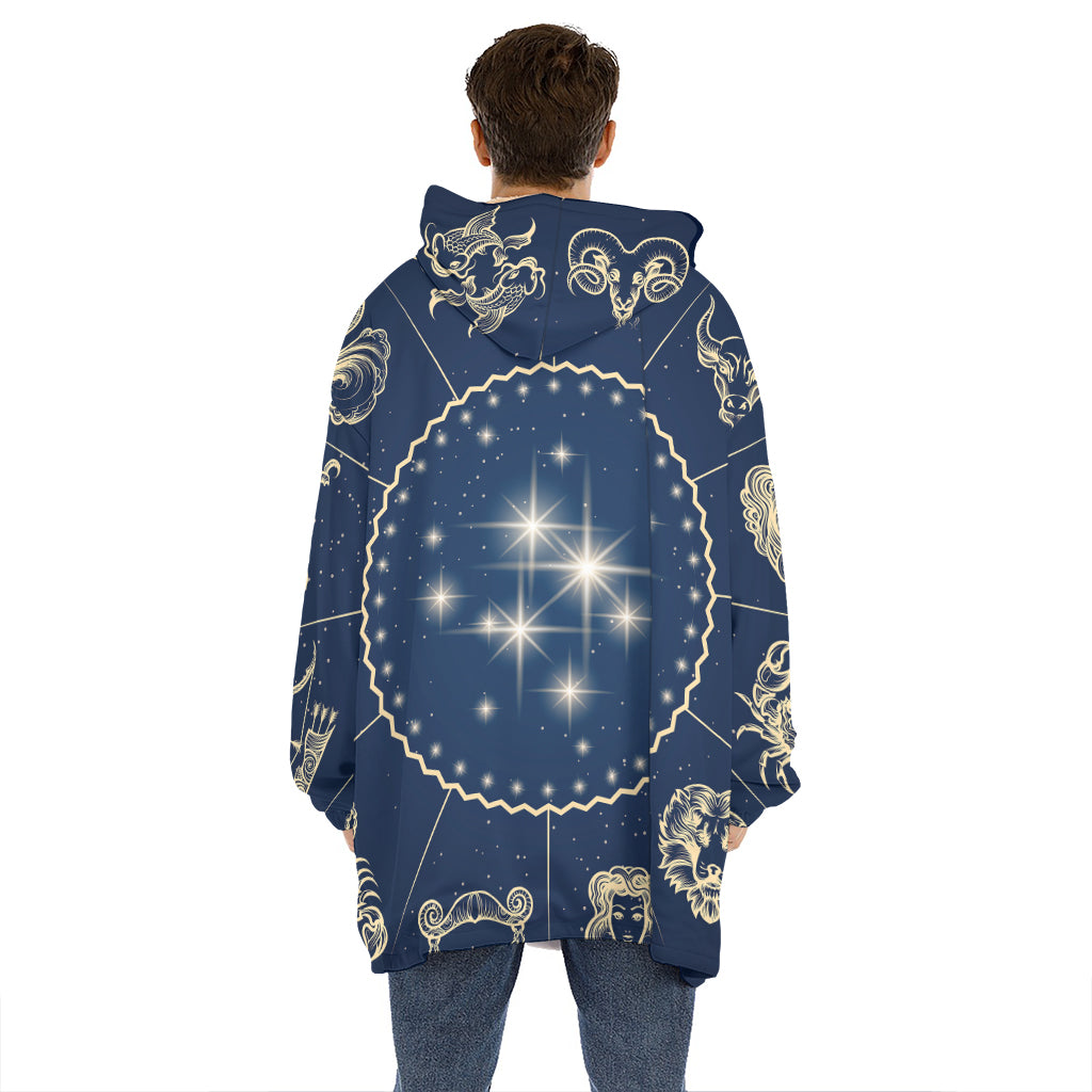 Zodiac Astrology Symbols Print Hoodie Blanket