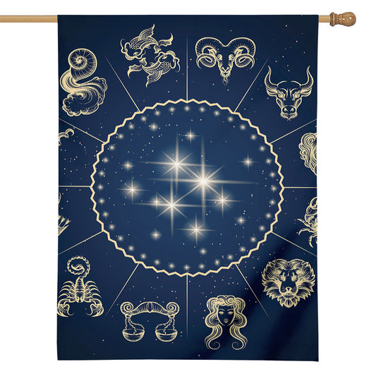 Zodiac Astrology Symbols Print House Flag