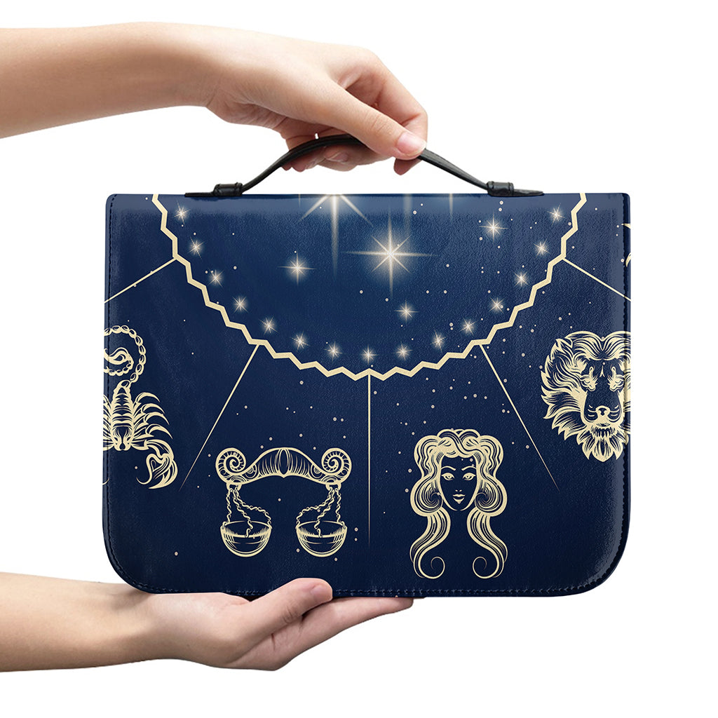 Zodiac Astrology Symbols Print Leather Bible Cover