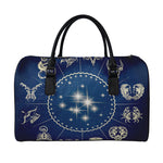 Zodiac Astrology Symbols Print Leather Duffle Bag