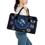 Zodiac Astrology Symbols Print Leather Duffle Bag