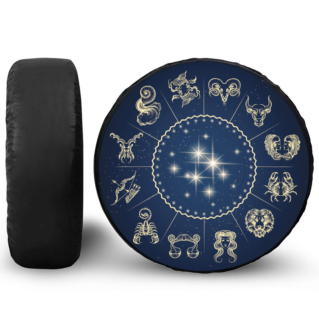 Zodiac Astrology Symbols Print Leather Spare Tire Cover