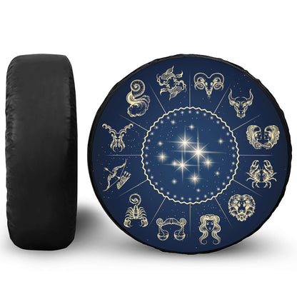 Zodiac Astrology Symbols Print Leather Spare Tire Cover