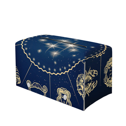 Zodiac Astrology Symbols Print Leather Tissue Box Cover