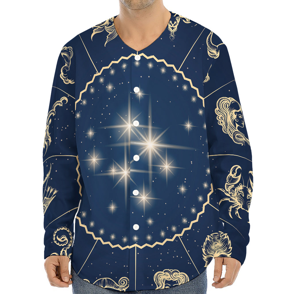 Zodiac Astrology Symbols Print Long Sleeve Baseball Jersey