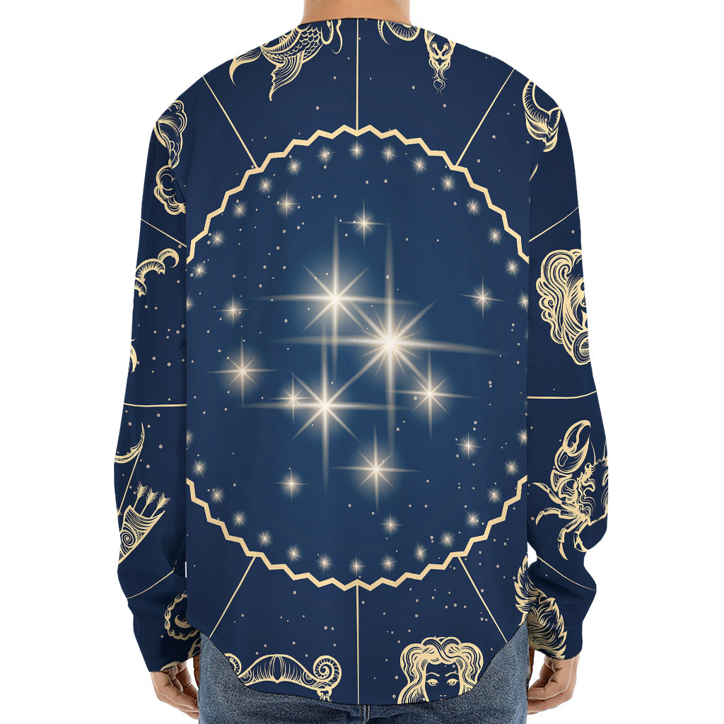 Zodiac Astrology Symbols Print Long Sleeve Baseball Jersey