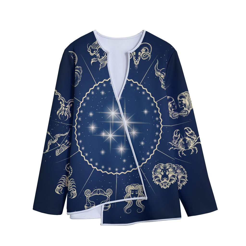 Zodiac Astrology Symbols Print Long Sleeve Short Coat