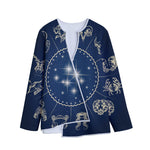 Zodiac Astrology Symbols Print Long Sleeve Short Coat