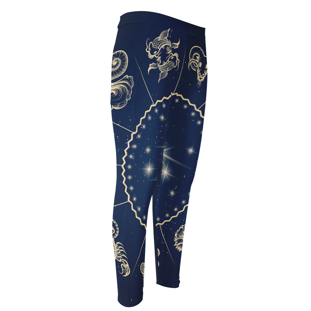 Zodiac Astrology Symbols Print Men's Compression Pants
