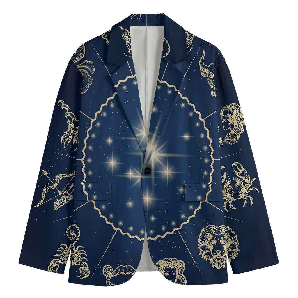 Zodiac Astrology Symbols Print Men's Cotton Blazer