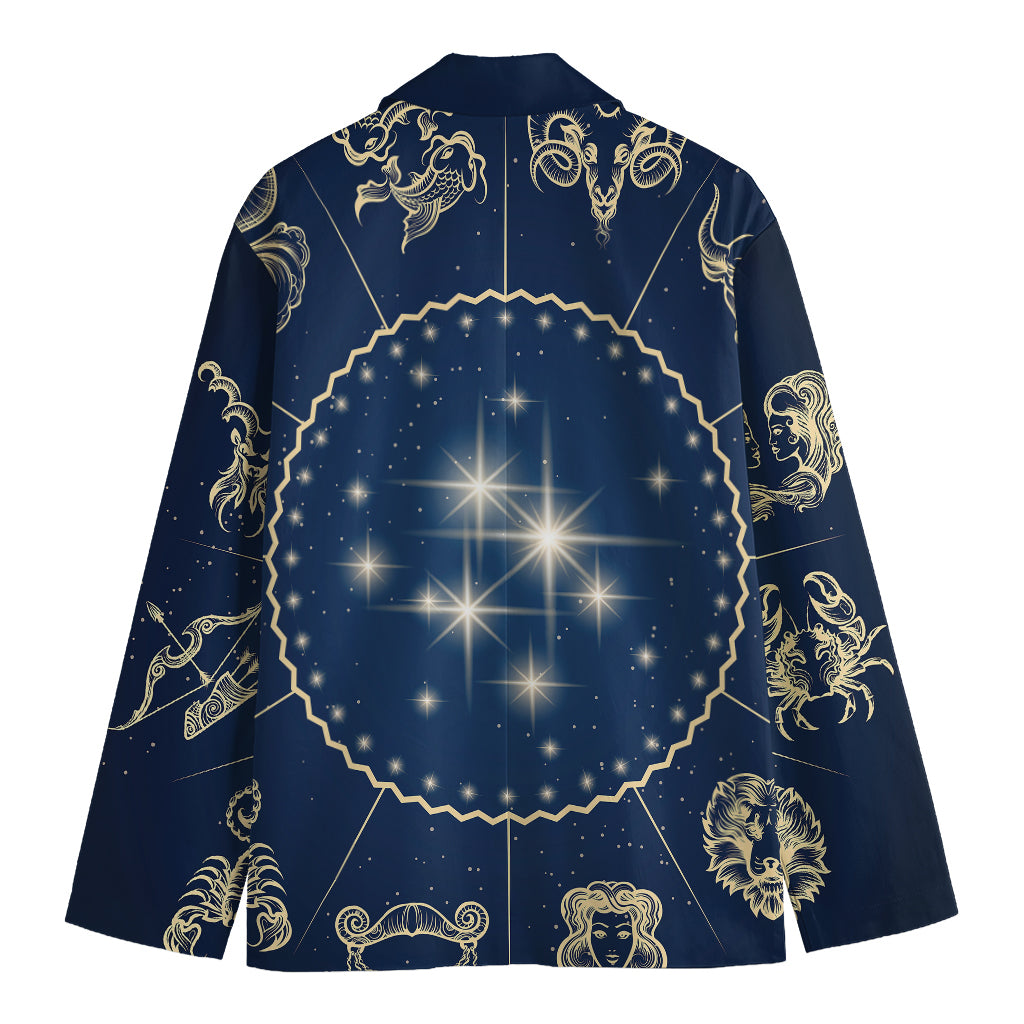 Zodiac Astrology Symbols Print Men's Cotton Blazer